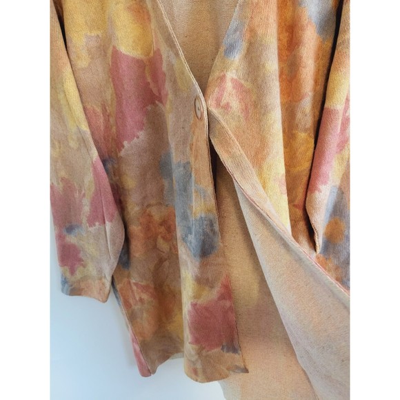Vintage Gabriella T Linen Blend Floral Cardigan Womens Size 1X Italy Long Sleeve - Picture 11 of 12